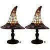 Resin Stained Glass Witch Hat Lamp USB Powered Gothic Wizard Hats Night Light Halloween Home Decor Accent Lamps for Home Office Dormitory Bar Decorate