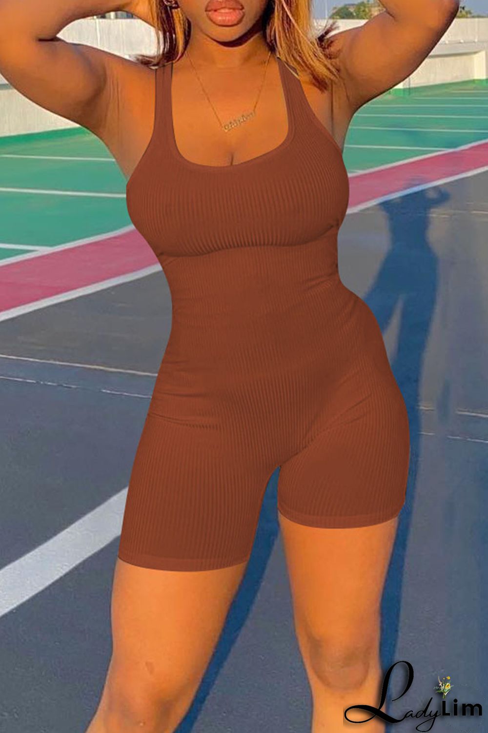 Black Casual Sportswear Solid Split Joint U Neck Regular Jumpsuits