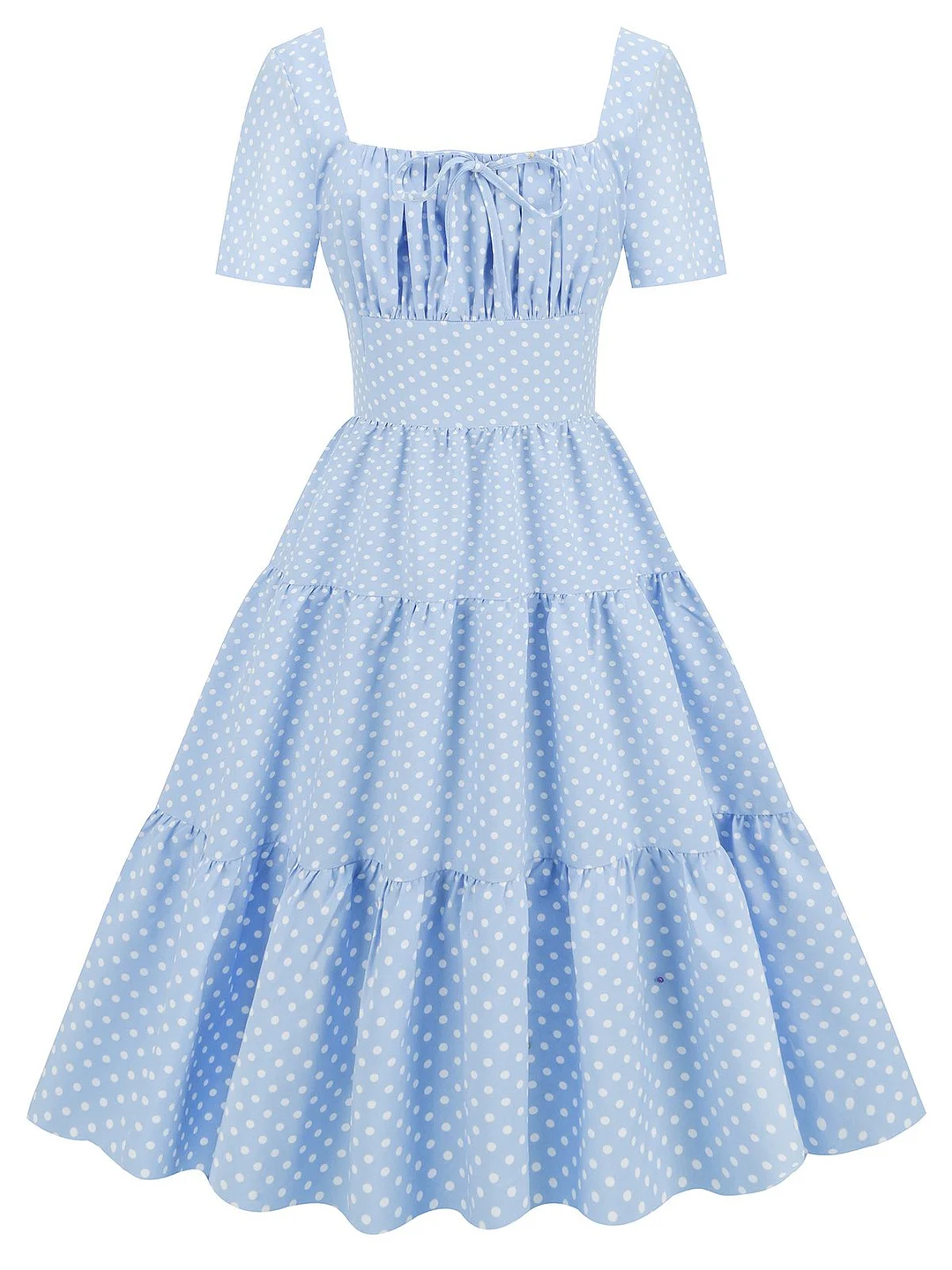Sky Blue 1950s Polka Dot Swing Dress