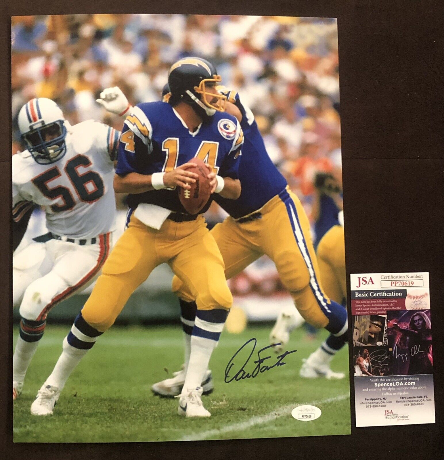 Dan Fouts AUTOGRAPH Hand Signed 11x14 HOF RARE San Diego Chargers JSA