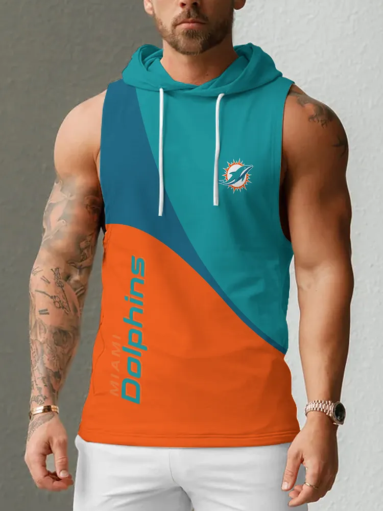 Miami Dolphins Men's  Casual Comfy Sleeveless Hooded Tank Top