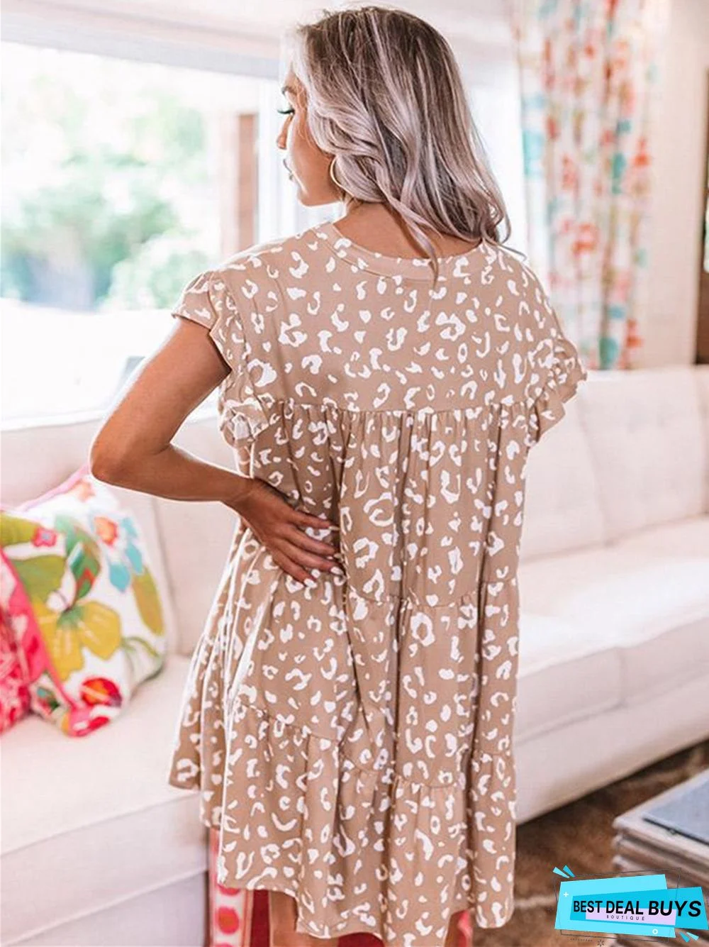 Women's New Loose Large A-Line Skirt Leopard Dress