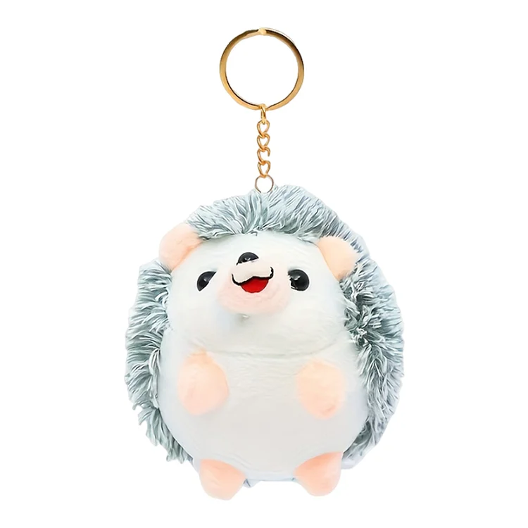 Hedgehog Shape Needle Cushion with Keychain for DIY Jewelry Decor (Grey 9cm)