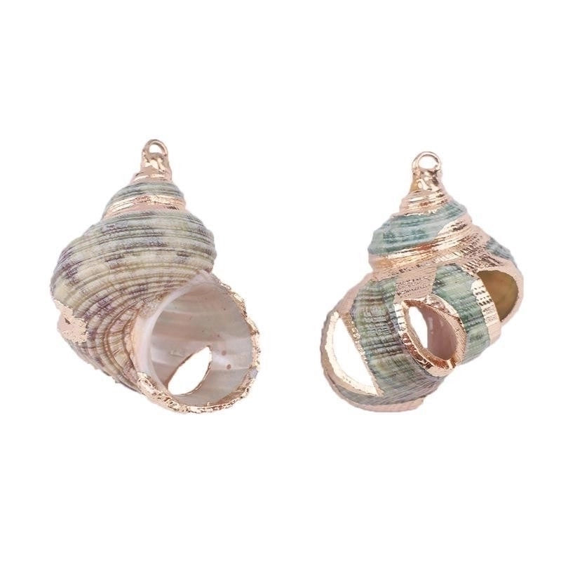 2 Pieces Retro Beach Conch Shell Shell Plating Pendant Jewelry Accessories