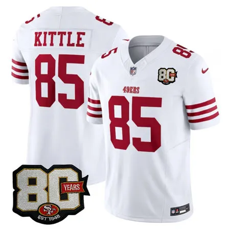 Men's San Francisco 49ers #85 George Kittle White 80 Anniversary Vapor F.U.S.E. Limited Jersey