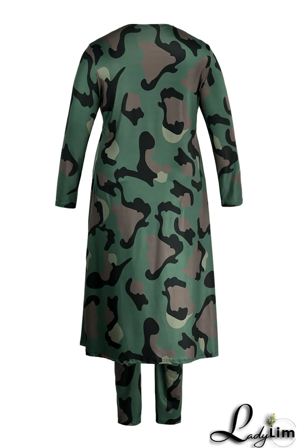 Camouflage Fashion Casual Street Vacation Print Printing cardigan Plus Size Two Pieces