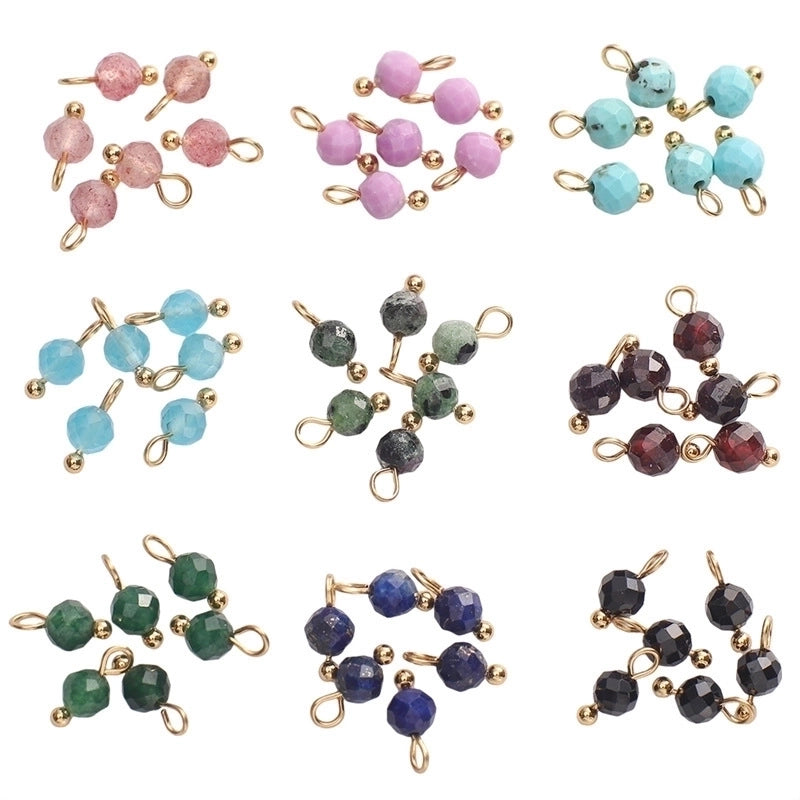 5 PCS/Package Diameter 4mm Natural Stone Geometric Jewelry Accessories Pendant Beads