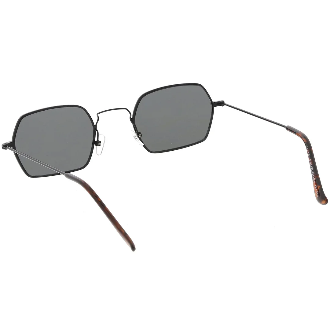 Geometric Hexagon glasses Ultra Slim Metal Neutral Colored Flat Lens 51mm