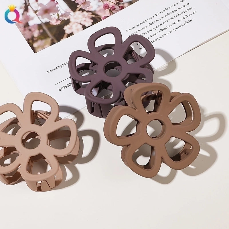 Fashion Flower Plastic Metal Stoving Varnish Hollow Out Hair Claws 1 Piece