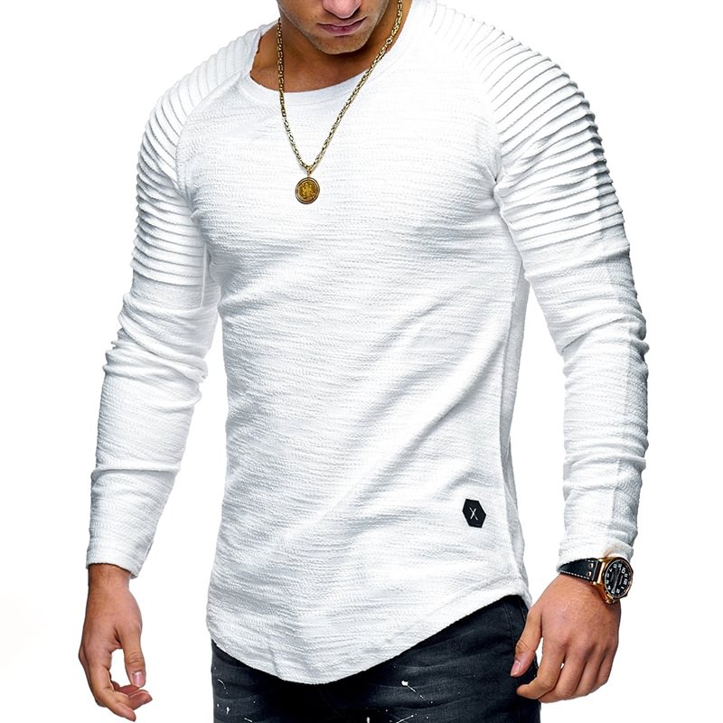 BrosWear Men's Brand Solid Color Long Sleeve T-shirt