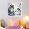 Winter Cat And Bird-11CT Stamped Cross Stitch 40*40cm/15.75*15.75in tapestrymarket
