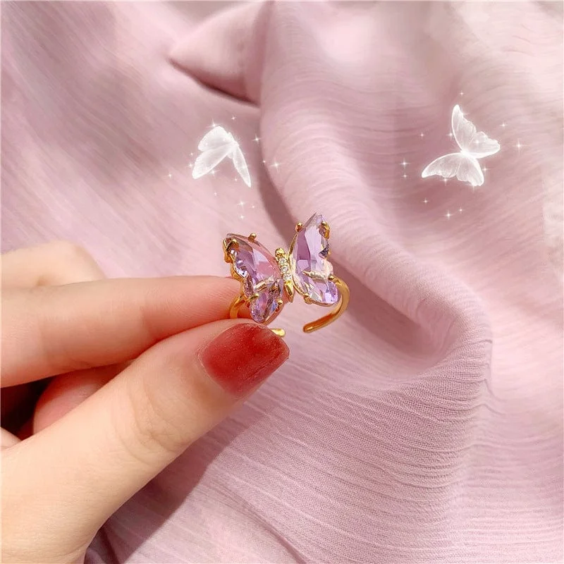 Chic Pink Sweet Butterfly Ring