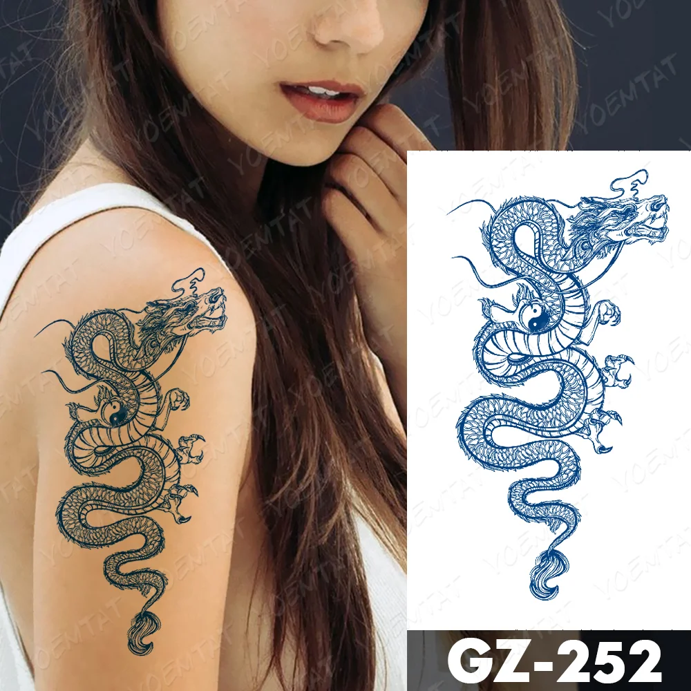 Sdrawing Juice Lasting Ink Waterproof Temporary Tattoo Sticker Genipin Herbal Tatoo Women Body Art Fake Tatto Snake Flower
