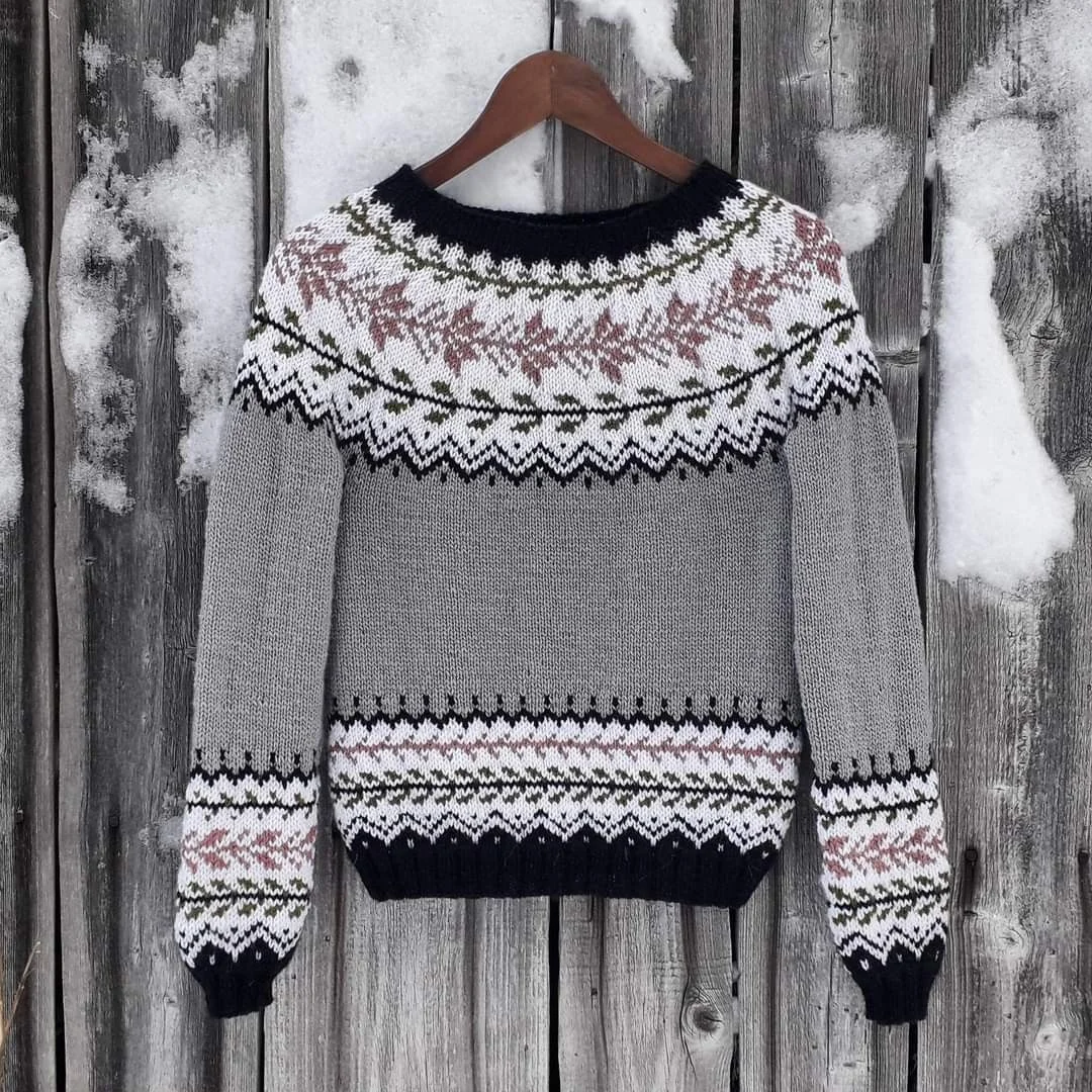 Retro Warm Ethnic Pattern Jacquard Crew Neck Sweater