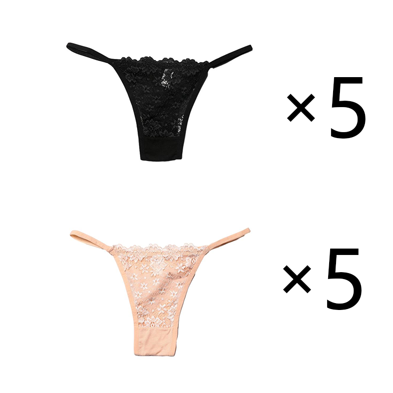 Kissbake 10PCS/SET Women's Lace Panties Ladies Sexy Cotton Underwear Female Thong Hollow Out Low Waist Lingerie Seamless G-String