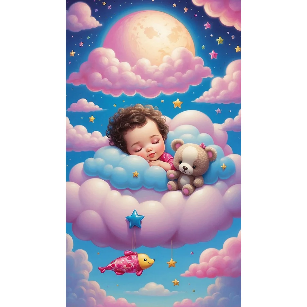 Diamond Painting - Full Round Drill - Clouds Sleeping Kid(Canvas|40*70cm)