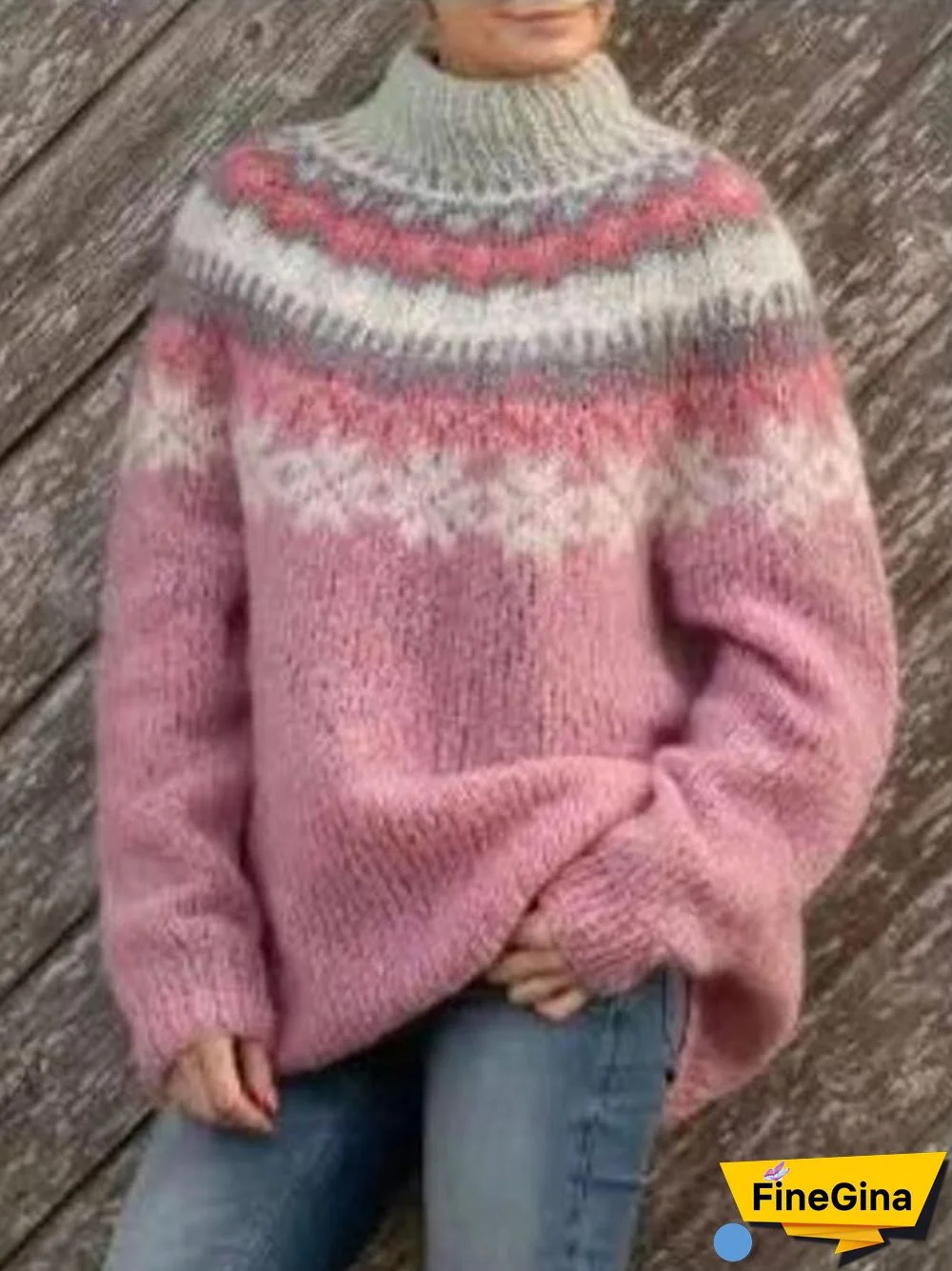 Casual Retro Loose Chunky Jacquard Sweater