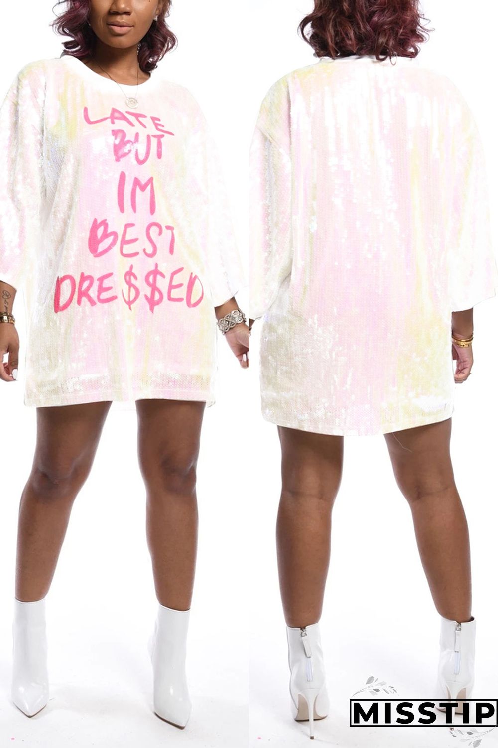 Blue Casual Sexy Letter Offset Hip Dress