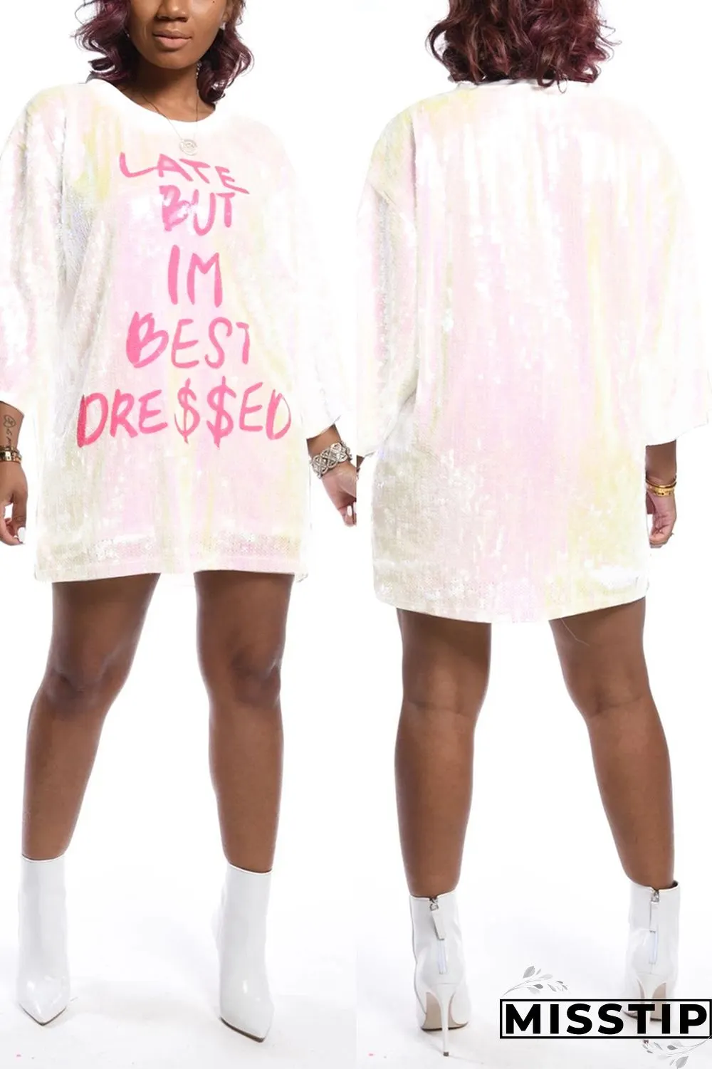 Blue Casual Sexy Letter Offset Hip Dress