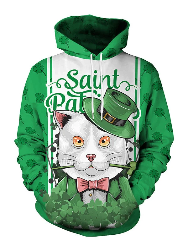 St. Patricks Day Lucky Clover Oversized Hoodie For Women-elleschic