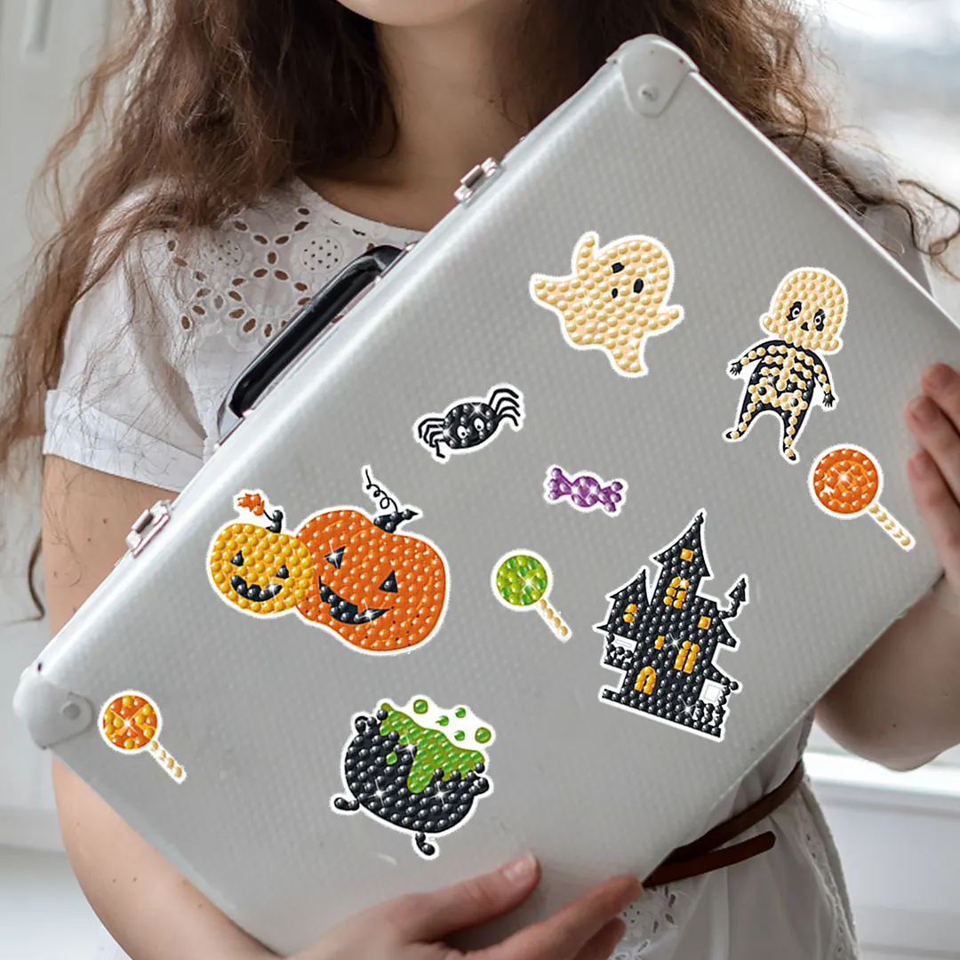 DIY Diamond Painting Sticker Diamond Art Stickers Arts and Crafts Decorative Diamond Stickers for Birthday Party Halloween Christmas Gifts (Halloween Witch House)
