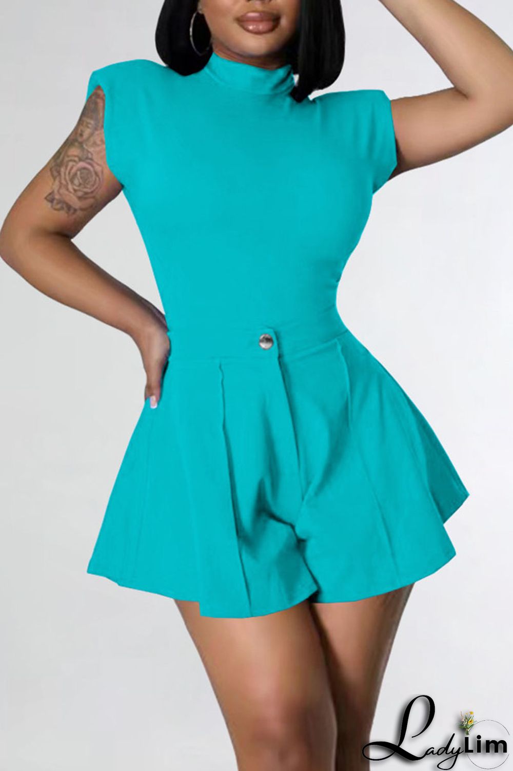 Pink Casual Solid Split Joint Fold O Neck Sleeveless Two Pieces