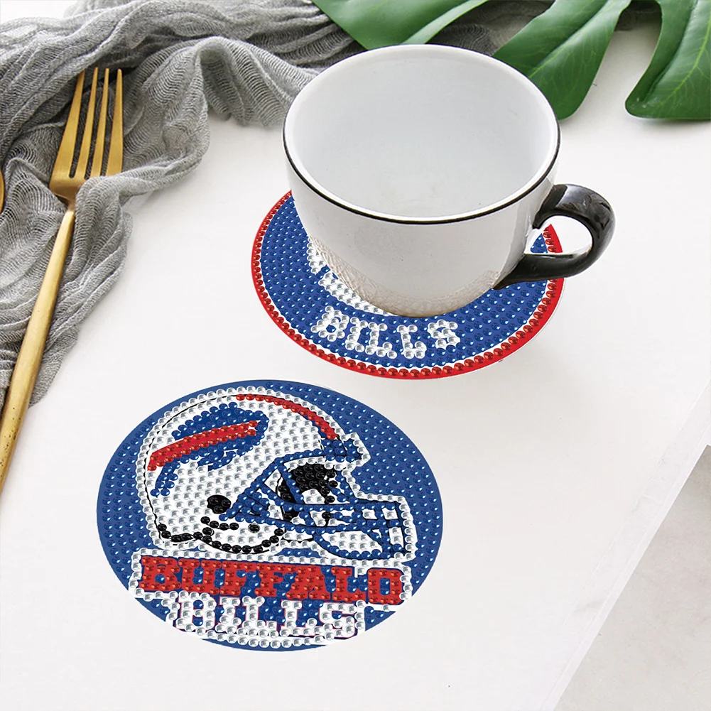Buffalo Bills 6pcs DIY Diamond Painting Acrylic Coasters Holder for Beginner Adult