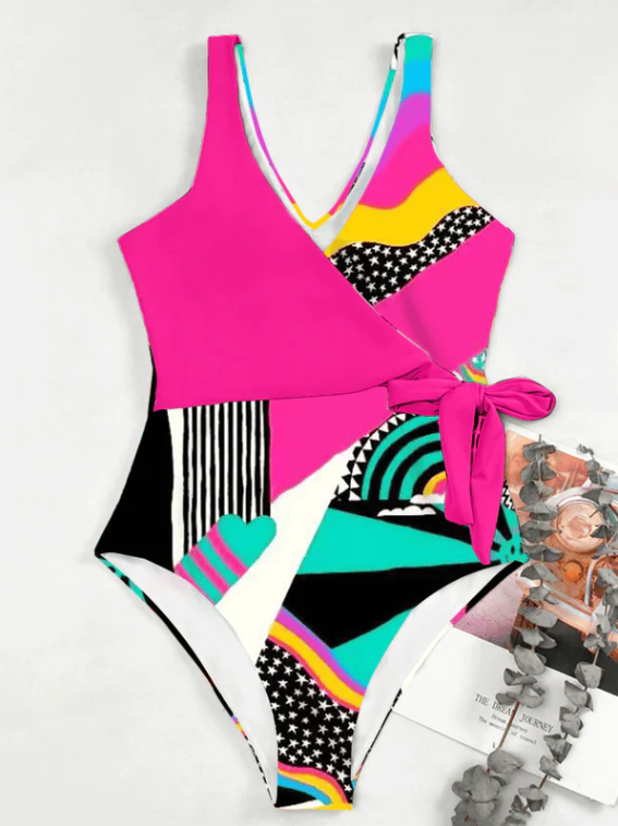 Women Graffiti Abstract One-Piece Swimsuit 