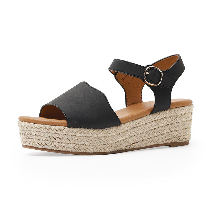 Summer Fashion Straw Platform Anti-Slip Sandals
