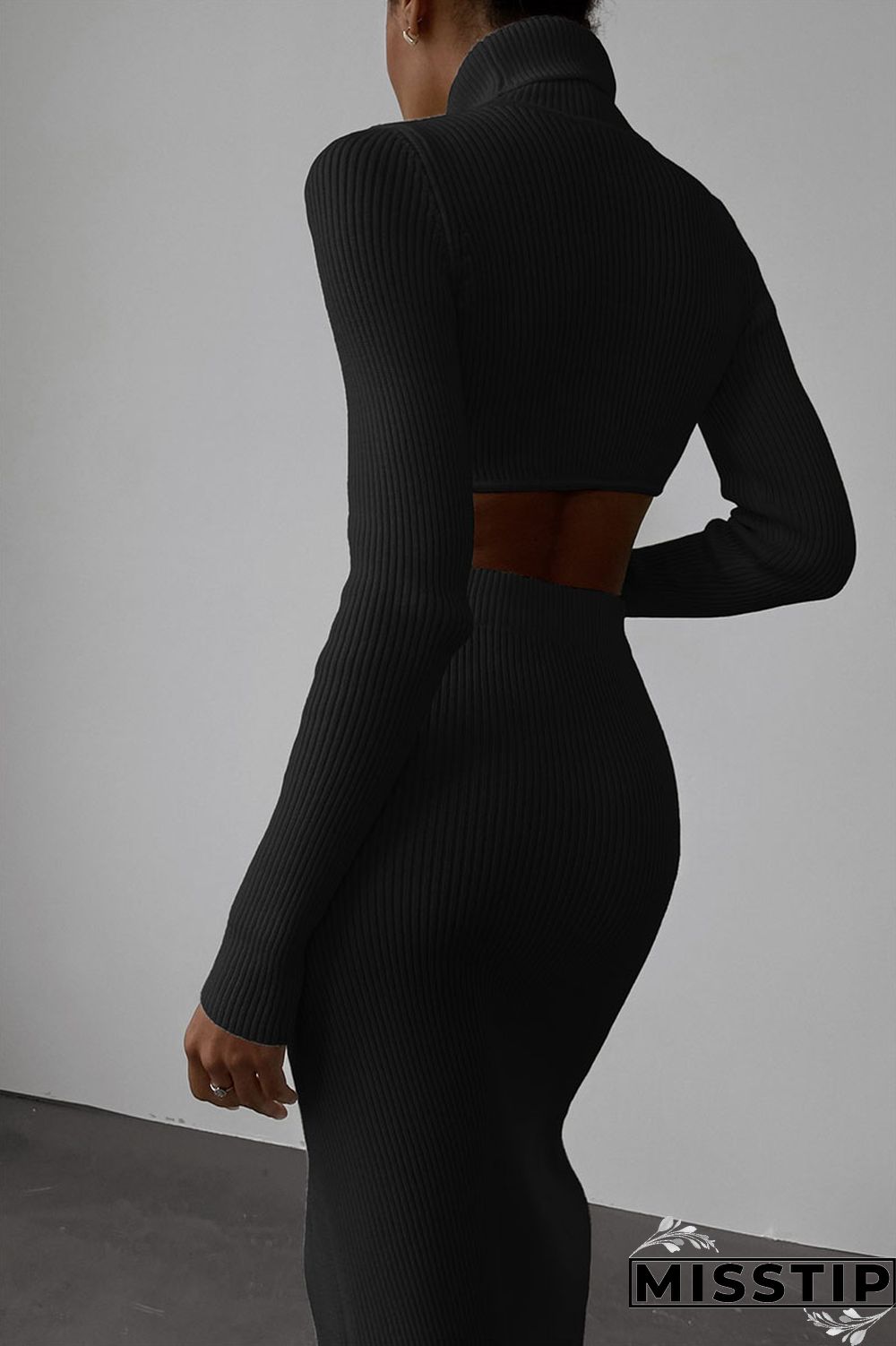 Apricot Casual Solid Patchwork Slit Asymmetrical Turtleneck Long Sleeve Two Pieces