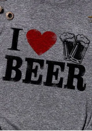 I Love Beer Heart O Neck T-shirt