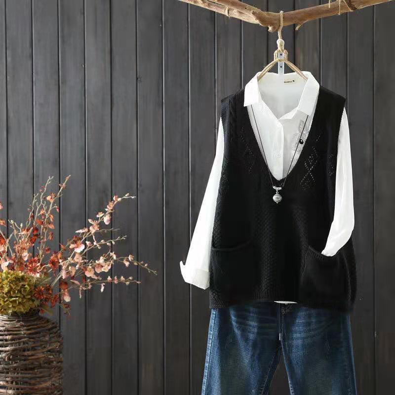 Women Trend  V-Neck Pullover Oversize Sweater Vest