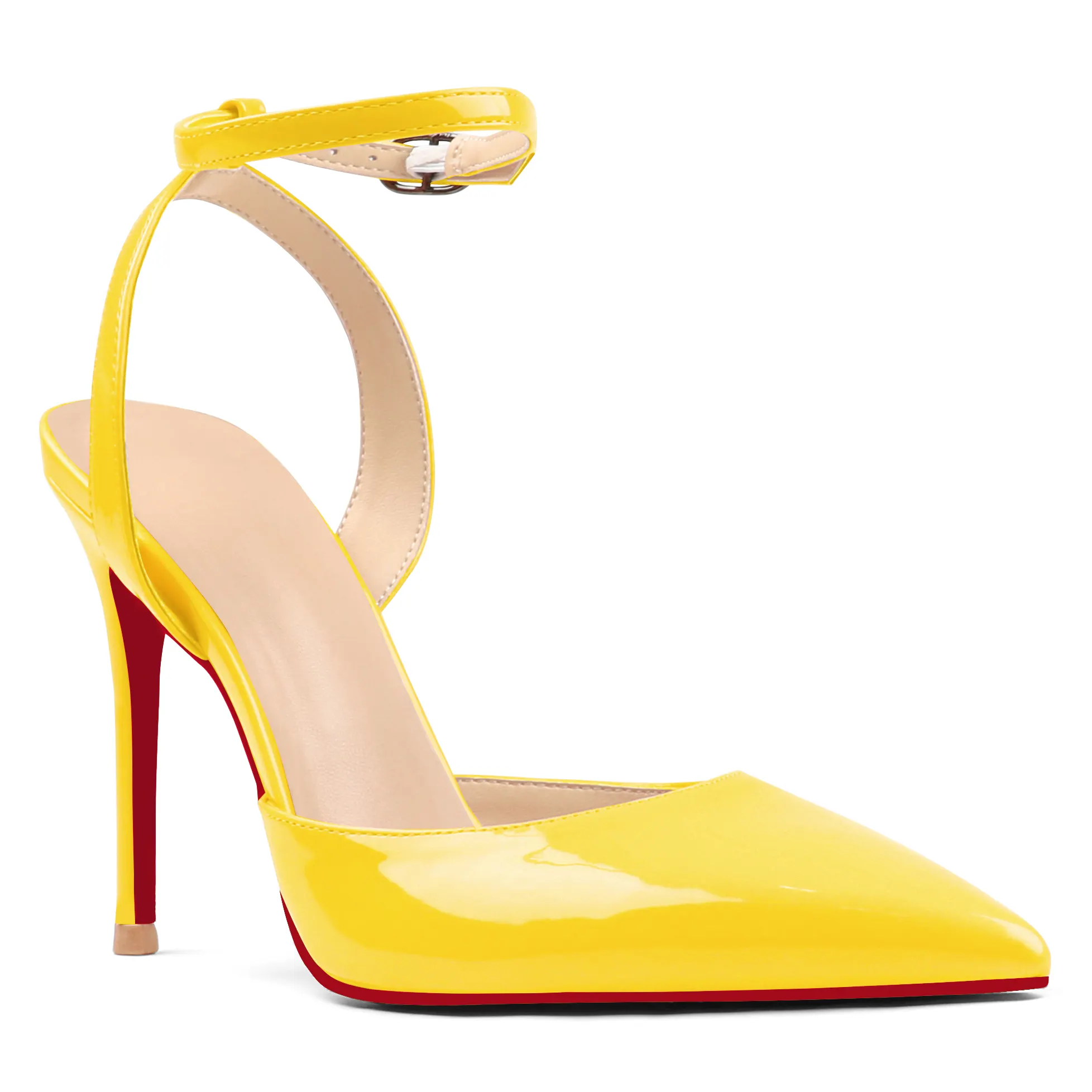 100mm Women&rsquo;s High Heels  Ankle Pointed Toe Strappy Stiletto Dress Party Wedding Slingback Pumps Shoes-vocosishoes