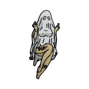 Pornhint Ironon patch Sexy Ghost Halloween patches, ghost ironon patch, ghost middle finger ironon patch, vampire patch horror finally home NSFW