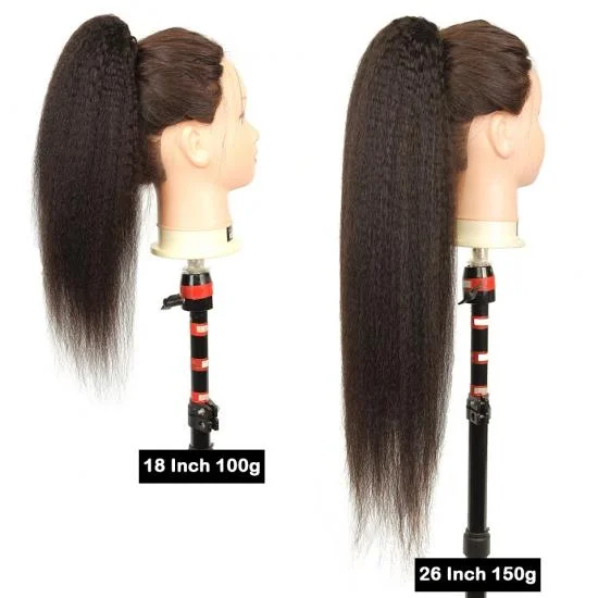 YVONNE Kinky Straight Clip In Human Hair Ponytails