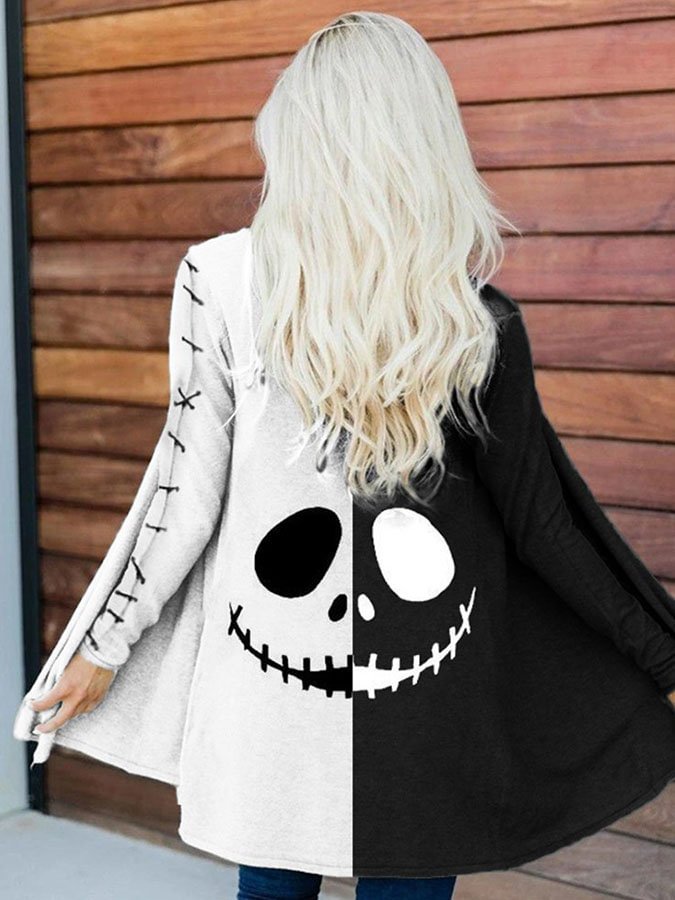 Halloween Print Long Sleeve Cardigan