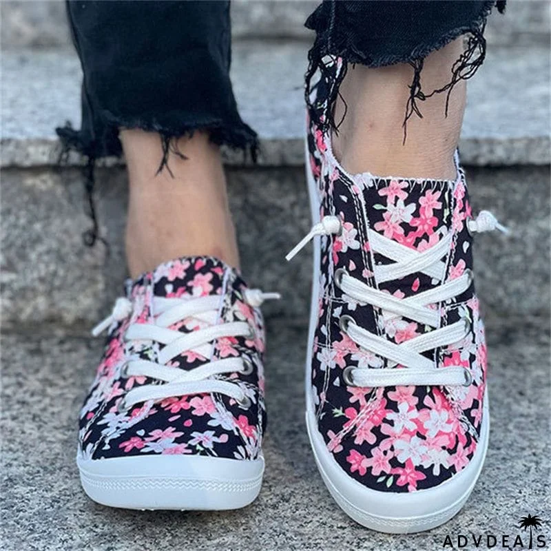 Extra Soft Cotton Cloth Round&nbsp;Toe Cherry Blossom Women Loafers