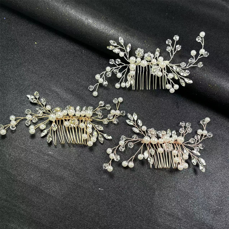 Elegant Pearl & Crystal White Bridal Hair Comb - Luxury Banquet Hair Accessory