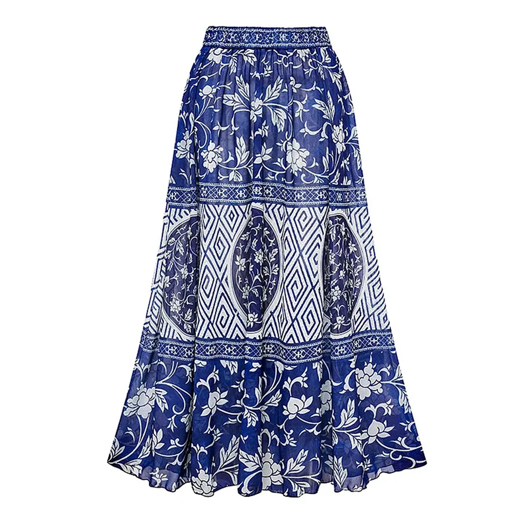 Uveng High-Belt Strap-Print Split Swimsuit Woman 2025 New Bikini Skirt Three-Piece Lotus Edges