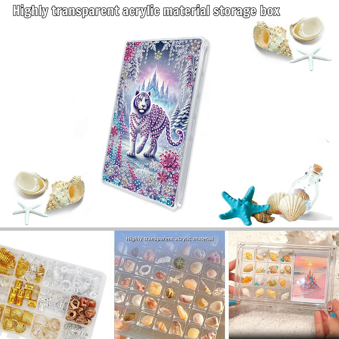 2pcs DIY 5D Diamond Painting Acrylic Jewelry Box Kit Gift for Adults (Animal A)