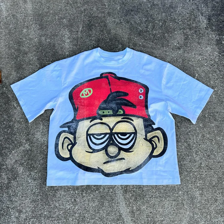 Vintage Speechless Expression Graphics Printed Cotton T-Shirt