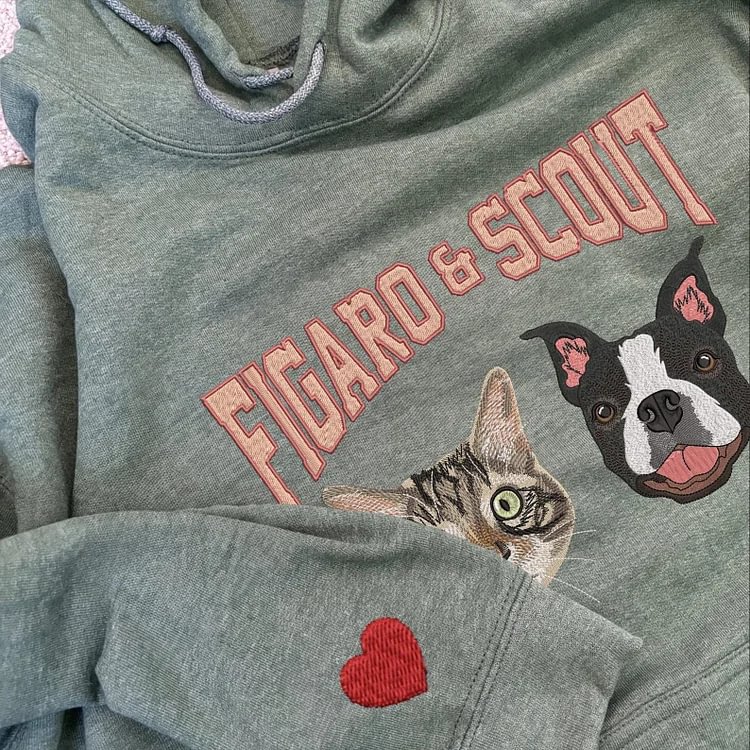 Custom Pet Portrait Sweatshirt - Personalized Dog Or Cat Embroidered Hoodie Gift For Pet Lovers, Dog Moms - View #11
