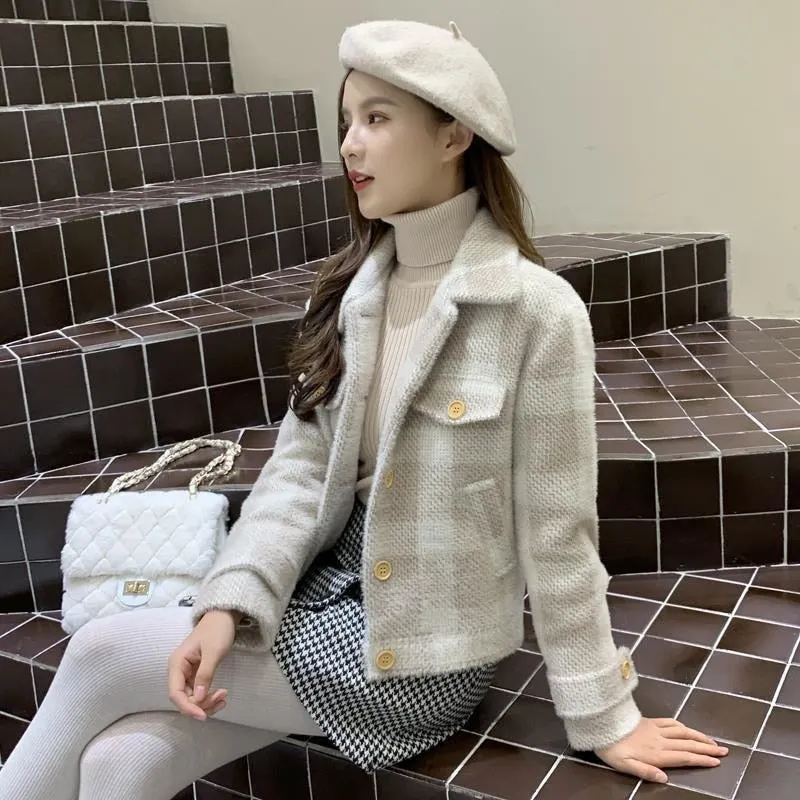 Casual Mink Like Coat 2021 New Korean Women's Top Small Autumn And Winter Foreign Style Short Cardigan