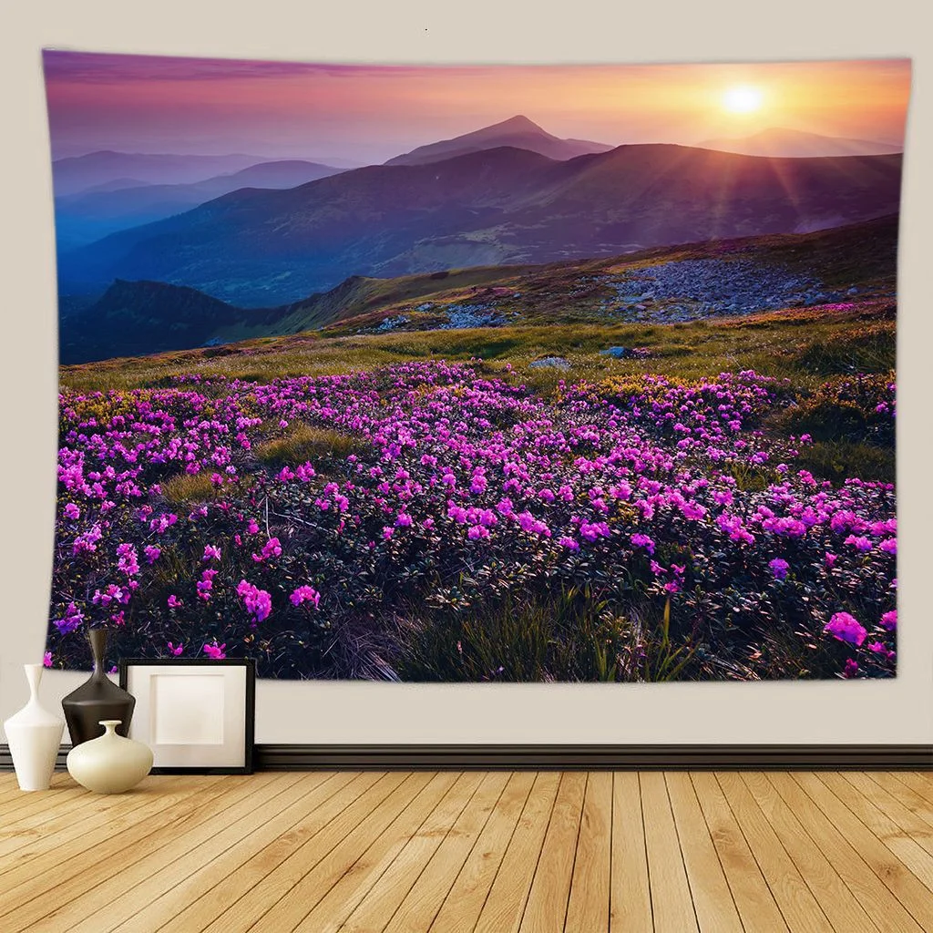 Green Forest Tree Wall Hanging Tapestries Mandala Natural Stream Flower Bedroom Wall Decor Camping Blanket Dropshipping