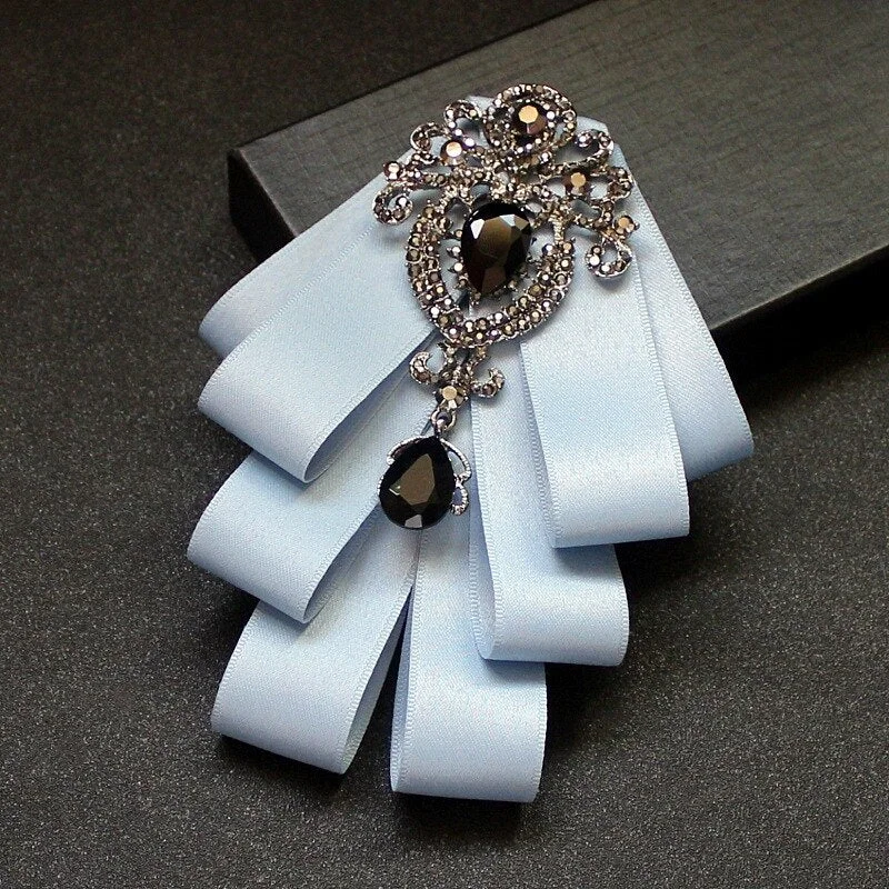 Luxury Black Rhinestone Handmade Bow Tie Men's Wedding Groomsman High-end British Boy Business Suit Shirt Bowtie Set