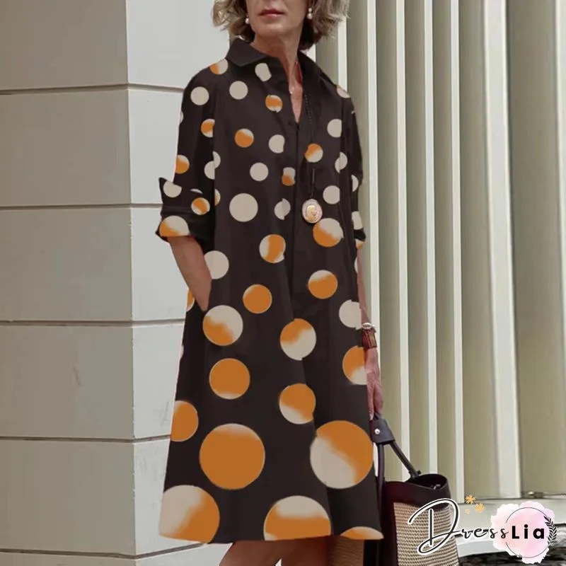 Gradient Polka Dot Bat Sleeve Loose Midi Dress