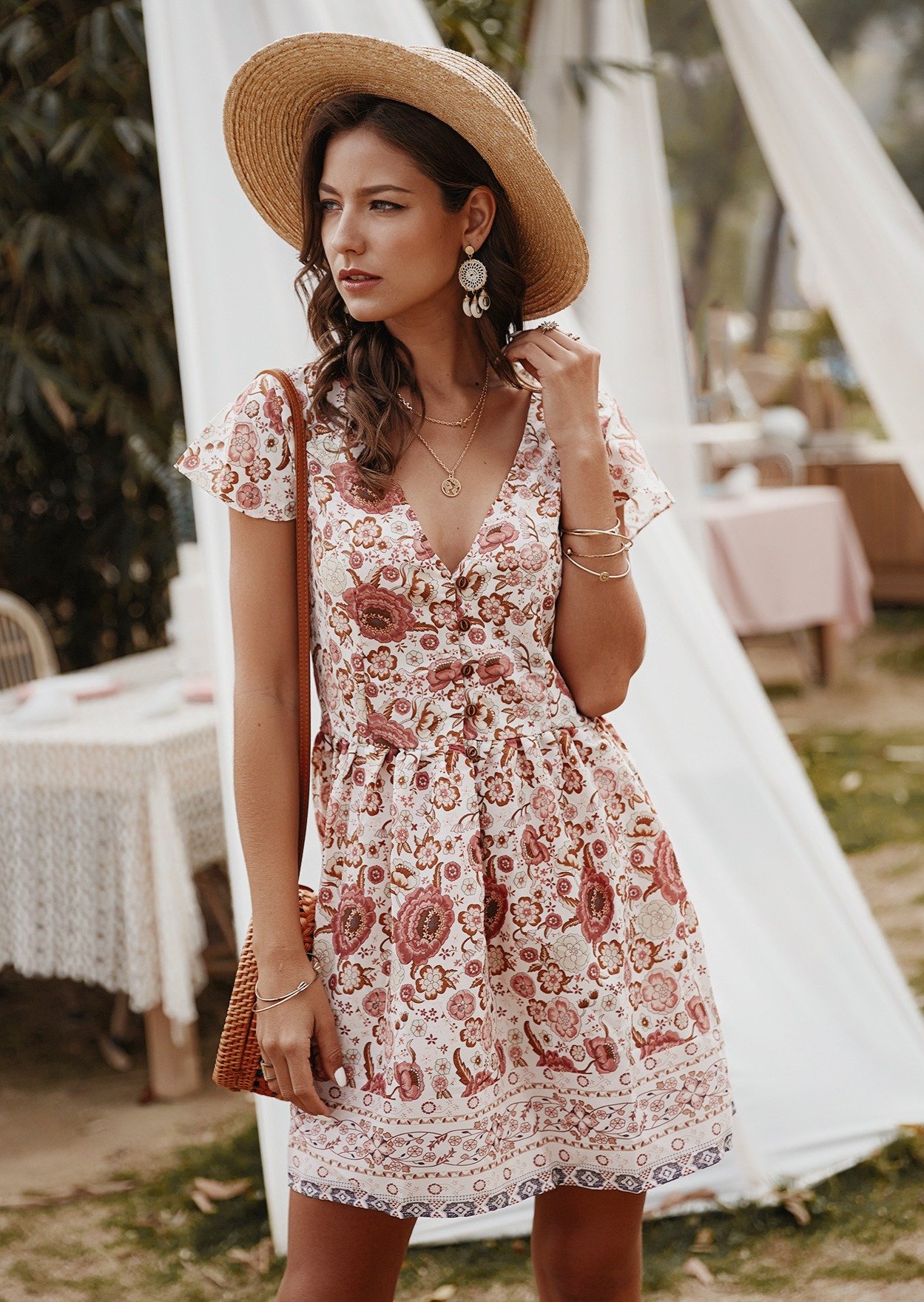 Women Floral Print Mini Dresses 丨August Lemonade