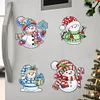 6Pcs Acrylic Christmas Snowman Diamond Painting Refrigerator Magnet for DIY Art