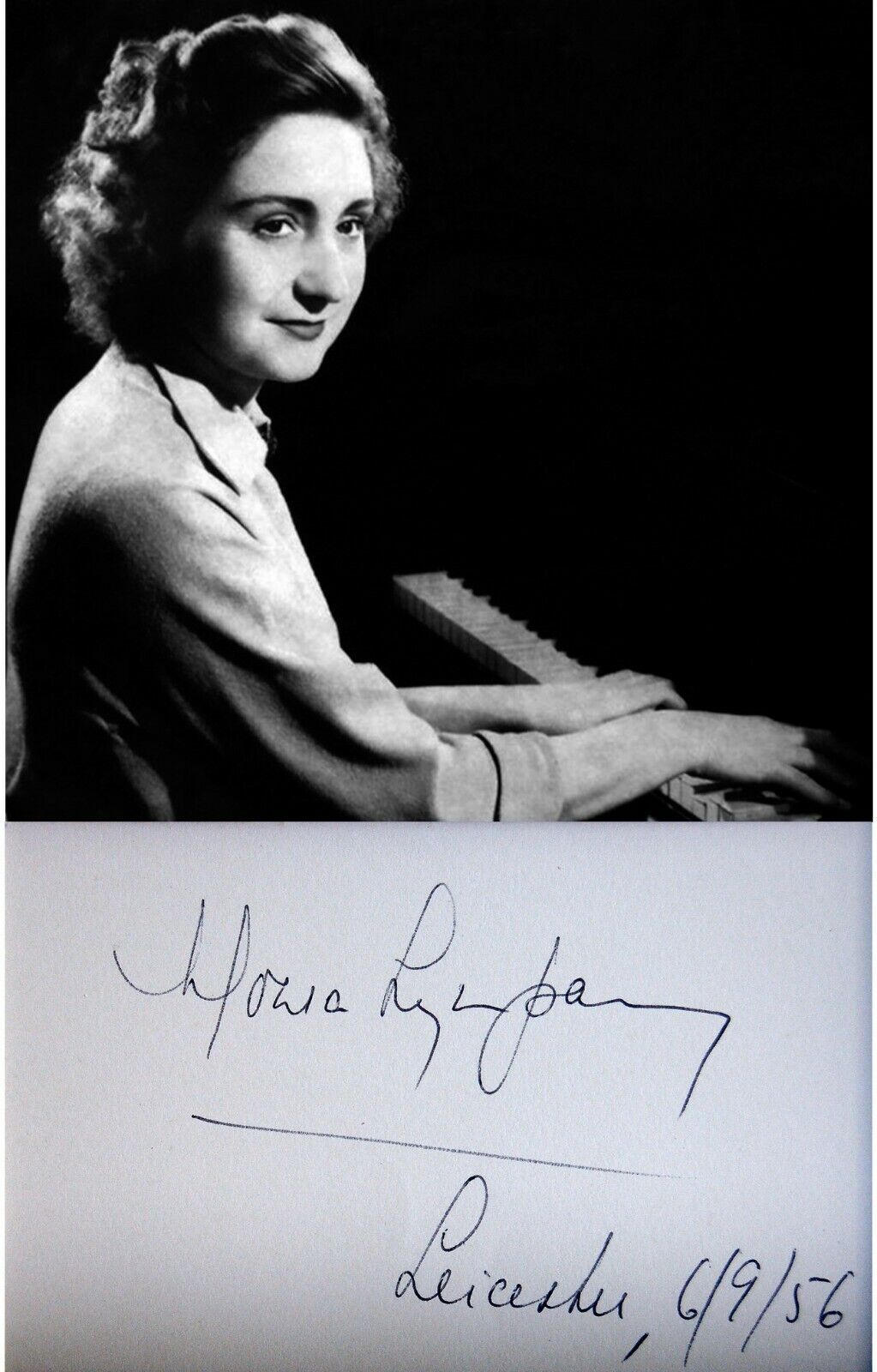 1956 Pianist DAME MOURA LYMPANY Hand SIGNED AUTOGRAPH + Photo Poster painting + MAT Signature