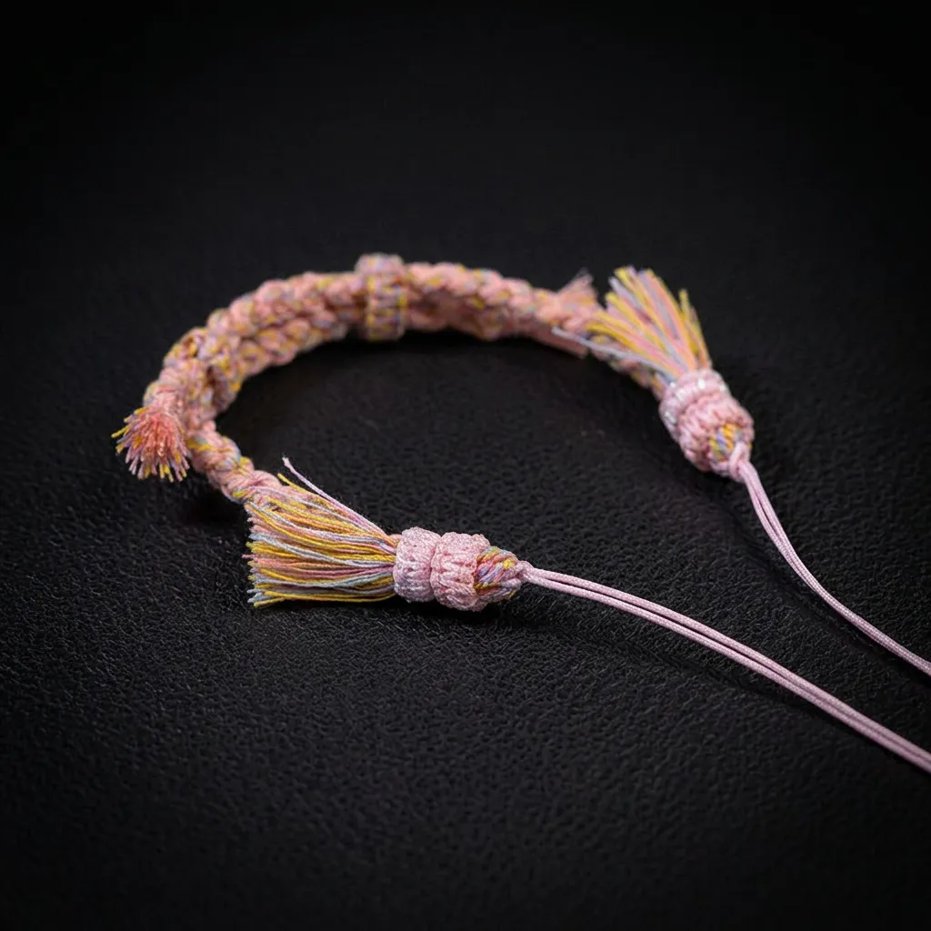 JiStones Heritage Hand-Woven Braided Bracelet | Artisan Cotton Cord Collection Blush Rose